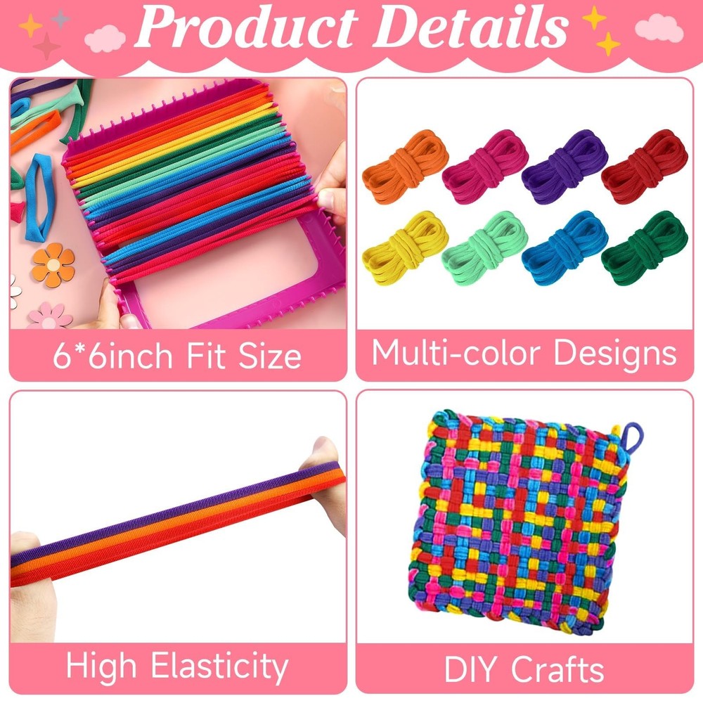 Loom Loops Potholder Muti-Colored Weaving Loom Loop Potholder Loop Rainbow El...