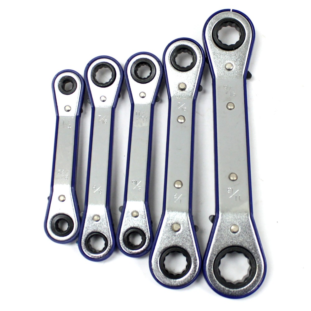 New 5pc SAE Offset Ratchet Box Wrench Set-Sae