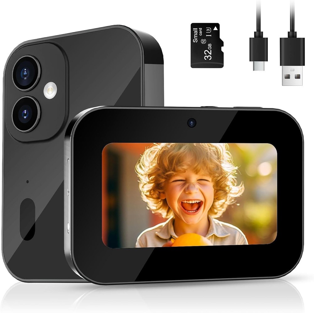 Digital Camera with Autofocus, 4K Small Digital Camera with Triple Lens