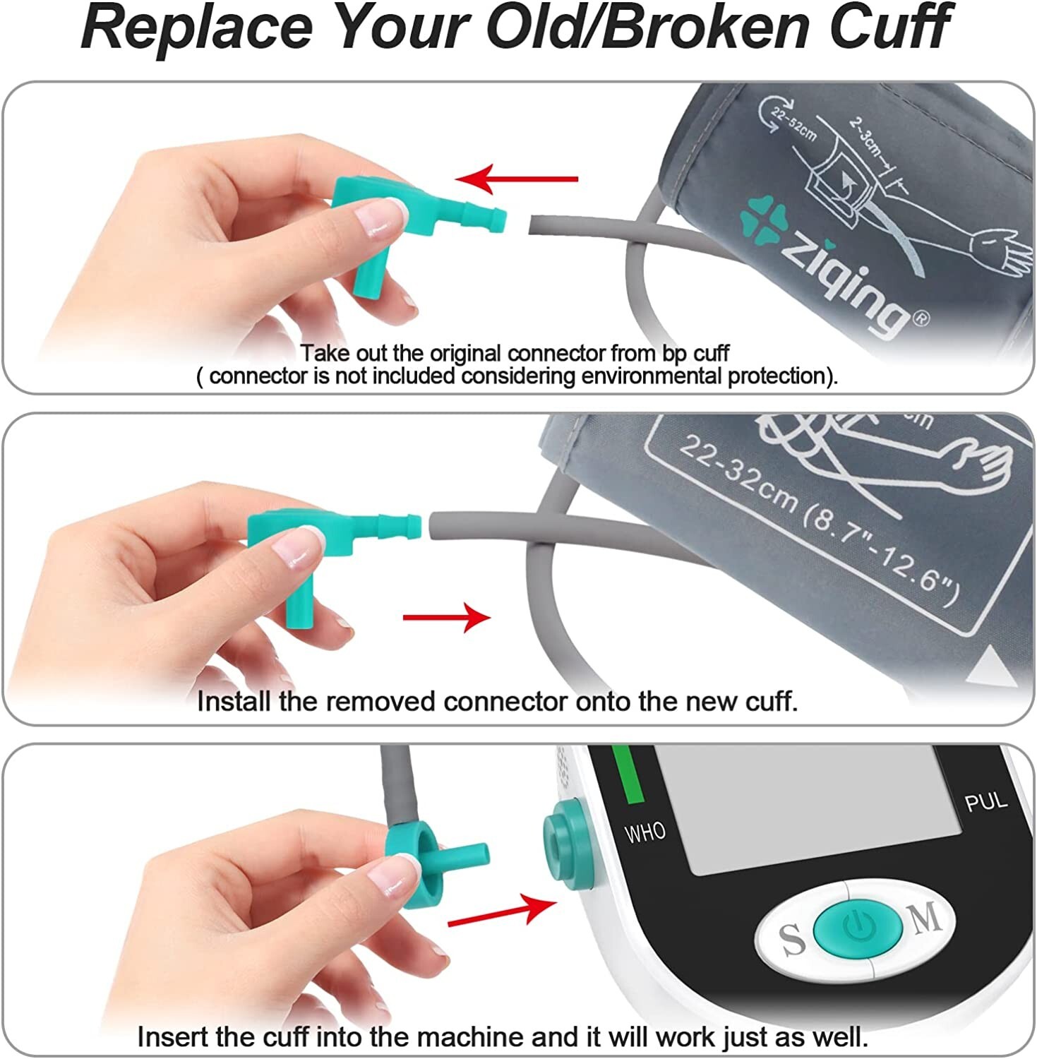 Blood Pressure Cuff Replacement for Arm Blood Pressure Monitor Adult Reusable