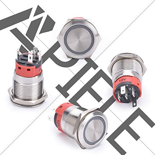 19mm Momentary Push Button Switch On Off Silver Shell Silver Shell-White