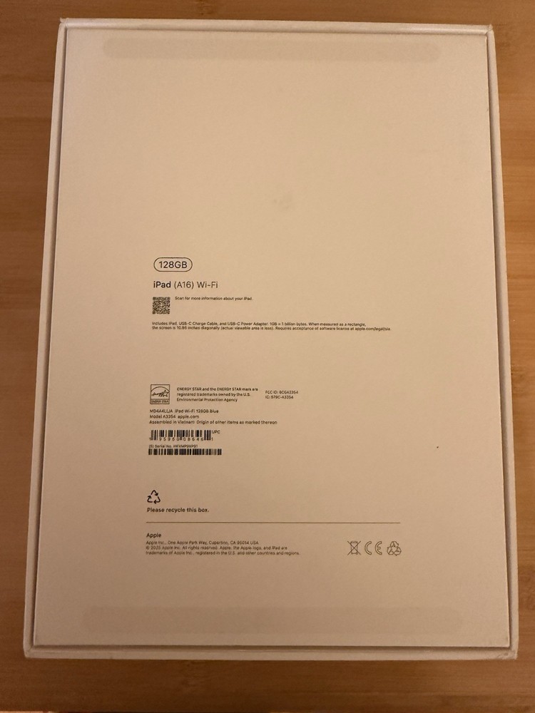 EMPTY BOX For Apple iPad 11-inch A16 Blue BOX ONLY And Inserts