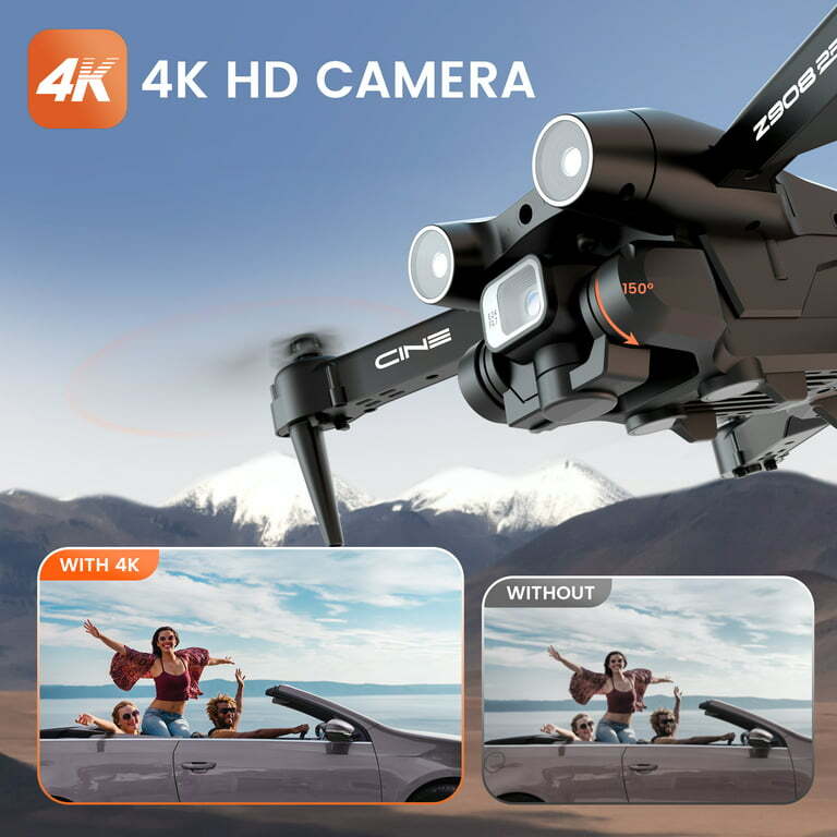 Deerc D96 Drones 4K Dual HD Camera Foldable FPV RC Quadcopter 3 Batteries 36mins