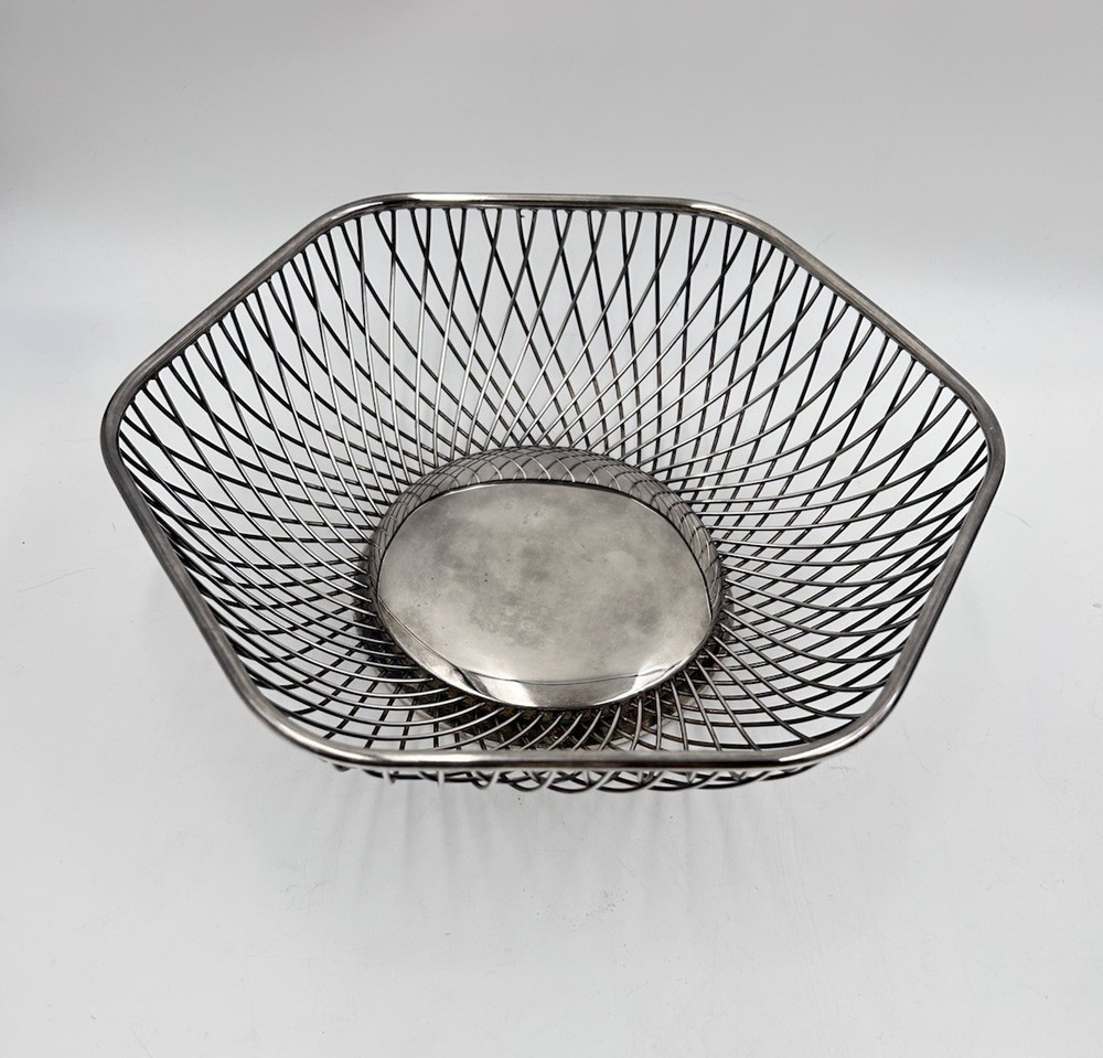Vintage Gorham Silver Plate Hexagonal Wire Basket YC 746 Circa 1970's