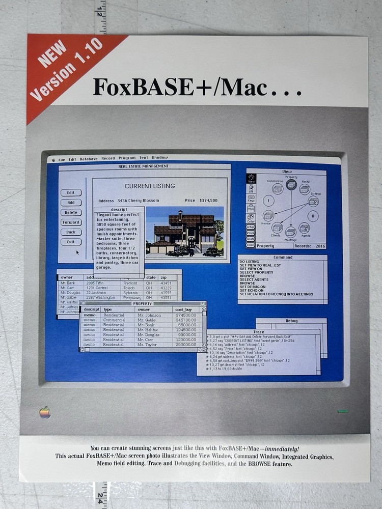 1989 FoxBASE+ Mac PC Price List Promo Pack Fox Software Database History
