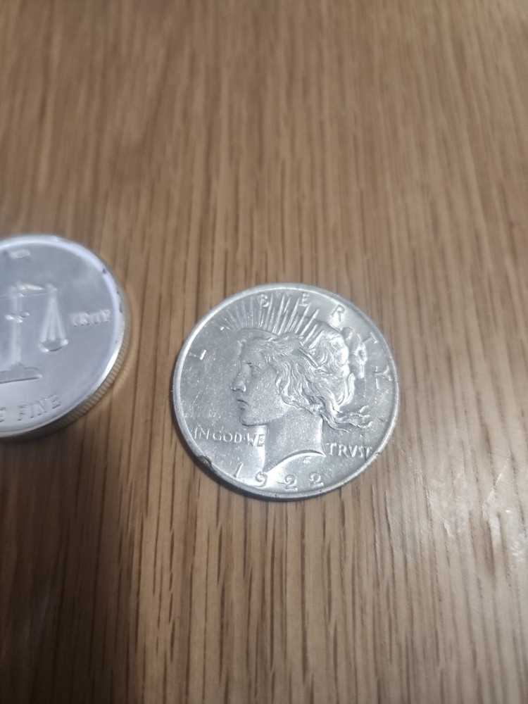 1922 Peace Silver Dollar And 1OZ Silver