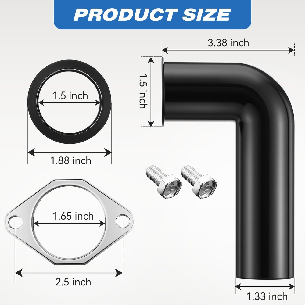 2 Set Garbage Disposal Drain Elbow Kit, Includes 1.5 Elbow, Flange, Gasket an...