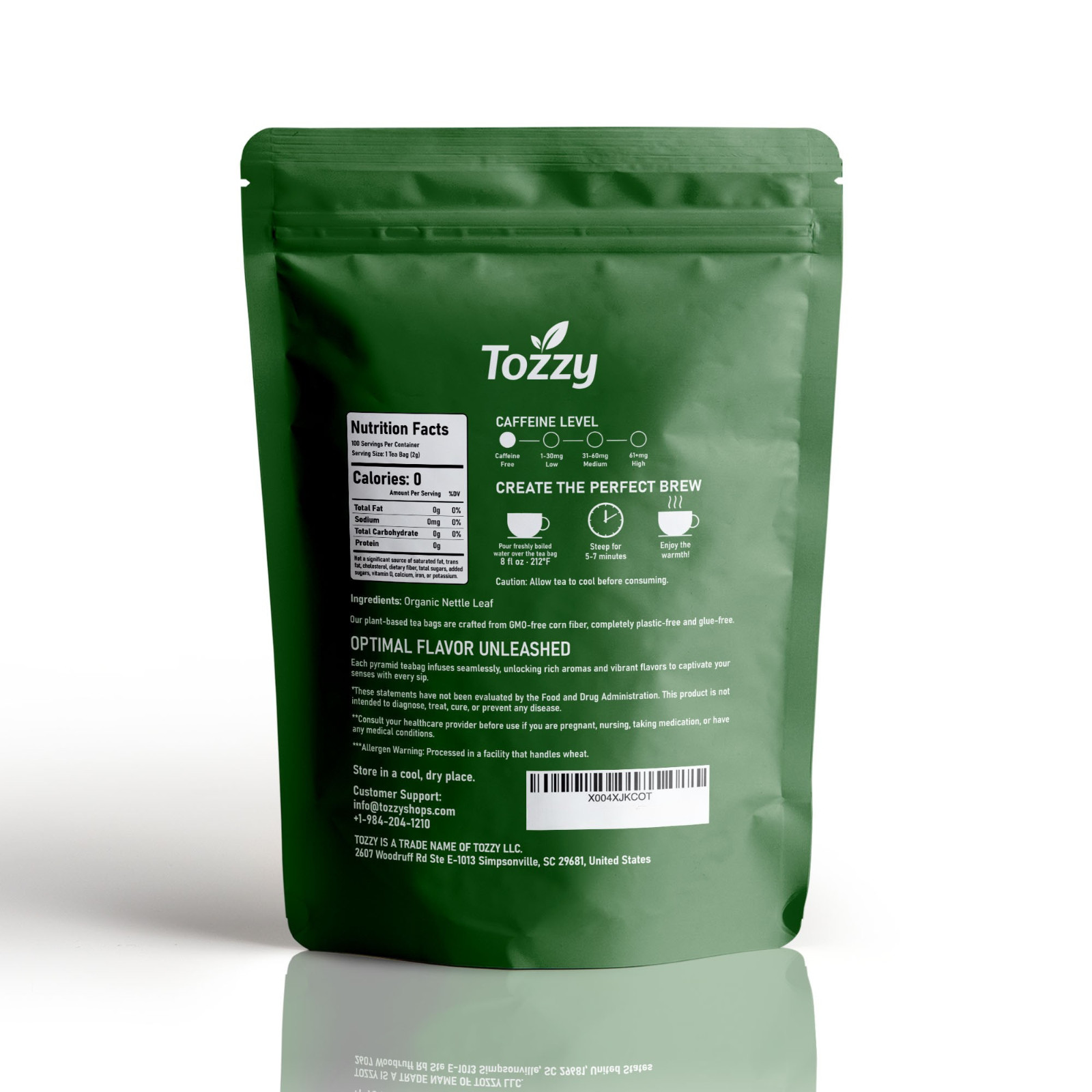 Organic Nettle Leaf Tea Bags - 100 Count (Plant-Based Pyramid Tea Bags)