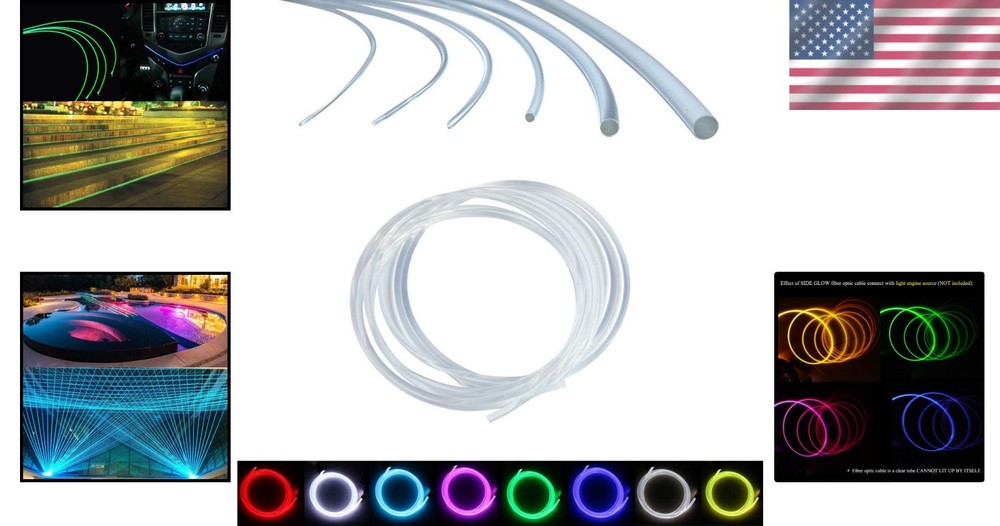 16.4ft PMMA Side Glow Fiber Optic Cable - Flexible Transparent Light Solution