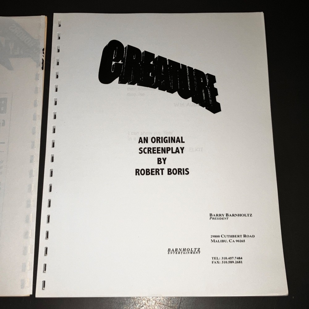 CREATURE (1990s) Deluxe Script + Pix + Sales Info / Unmade Rob Boris Monster Pic