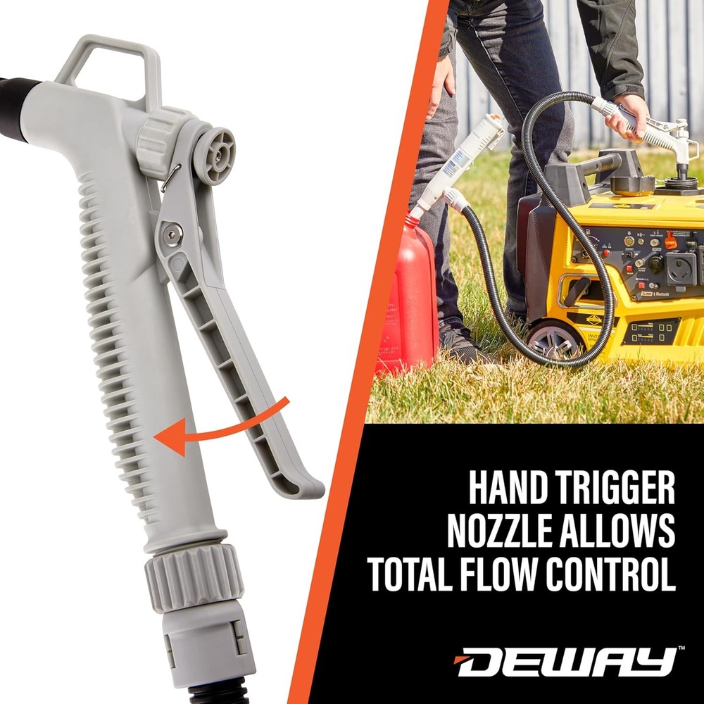 DeWay Battery-Powered Stick Fuel Transfer Pump with Hand Trigger Nozzle, 3.2GPM