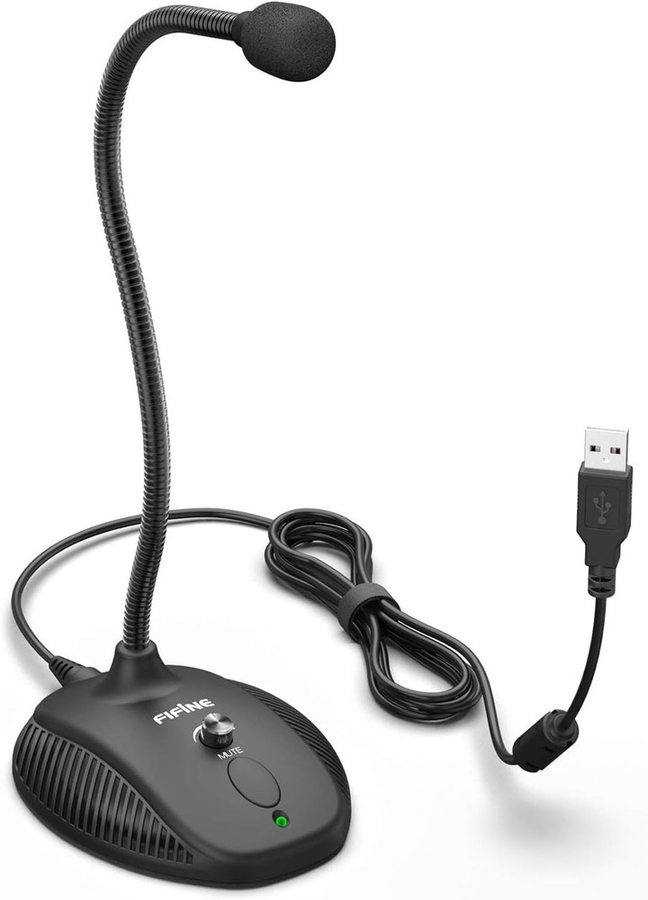 Fifine USB Computer Microphone, Plug &Play Desktop Condenser PC Laptop Mic,Mute