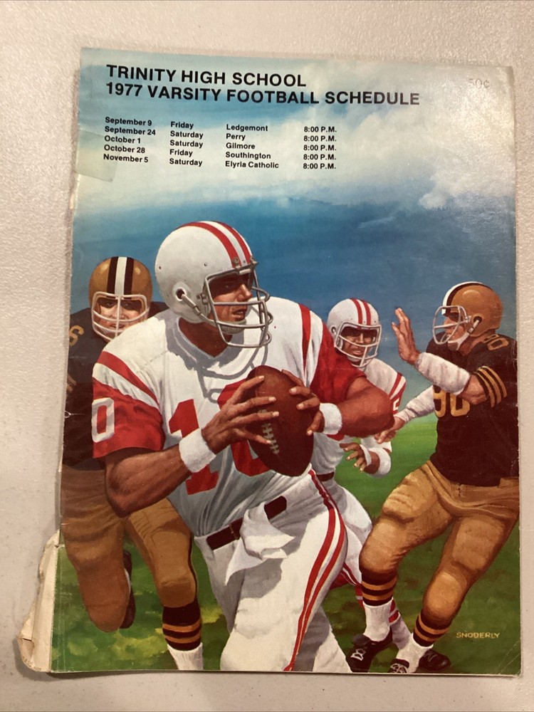 1977 Trinity v Ledgemont High School Football Program Missing Back Cover