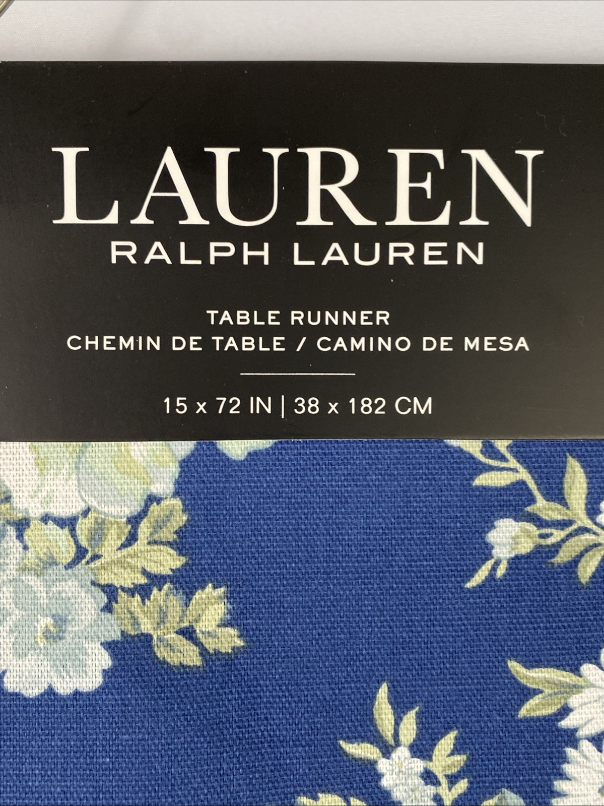 NIP - Ralph Lauren Blue Floral Table Runner 15x72" 100% Cotton