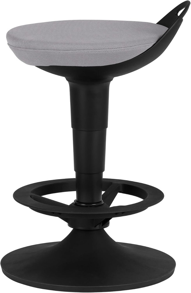 Adjustable-Height Padded Lab Stool - Light Grey