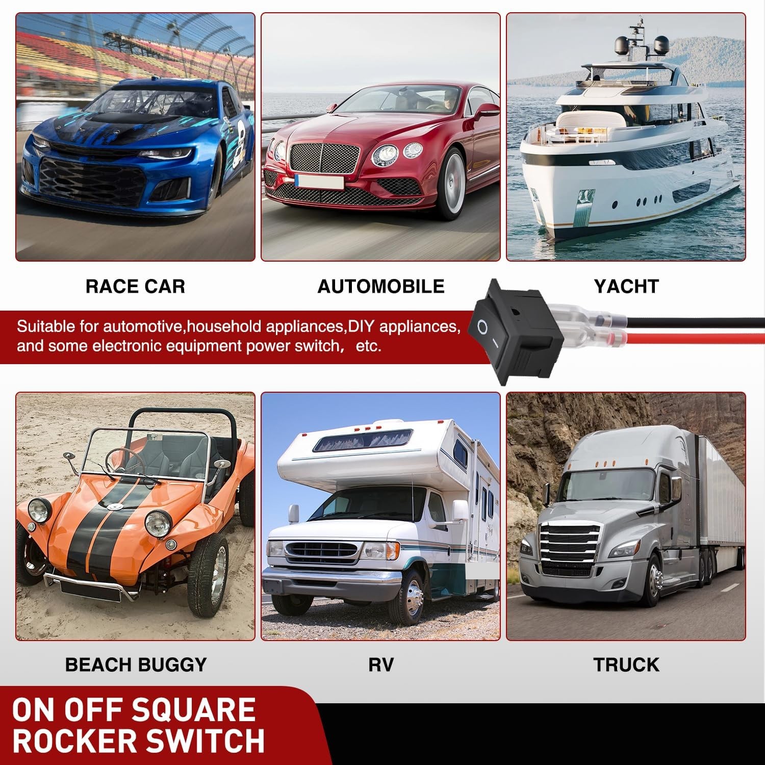 Nilight 10PCS Mini ON/Off Rocker Switch 2Pin SPST 12V 20A 125V 10A Toggle Switch