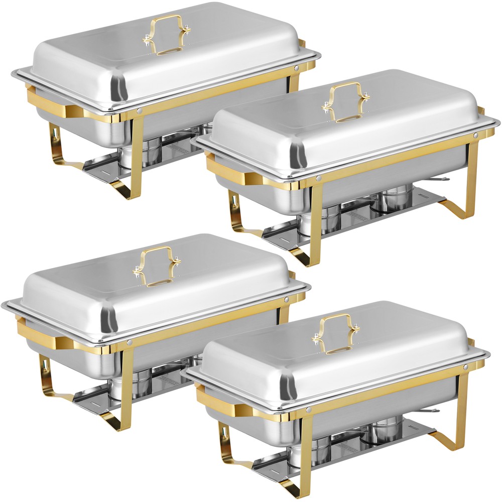 Chafing Dish Buffet Set 4 Pack 8 QT Rectangular Chafing Dishes for Buffet Dinner