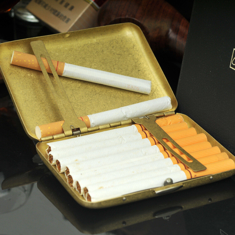 Vintage Solid Brass Copper Cigarette Case Holder Box Collectable Xmas Gift USA