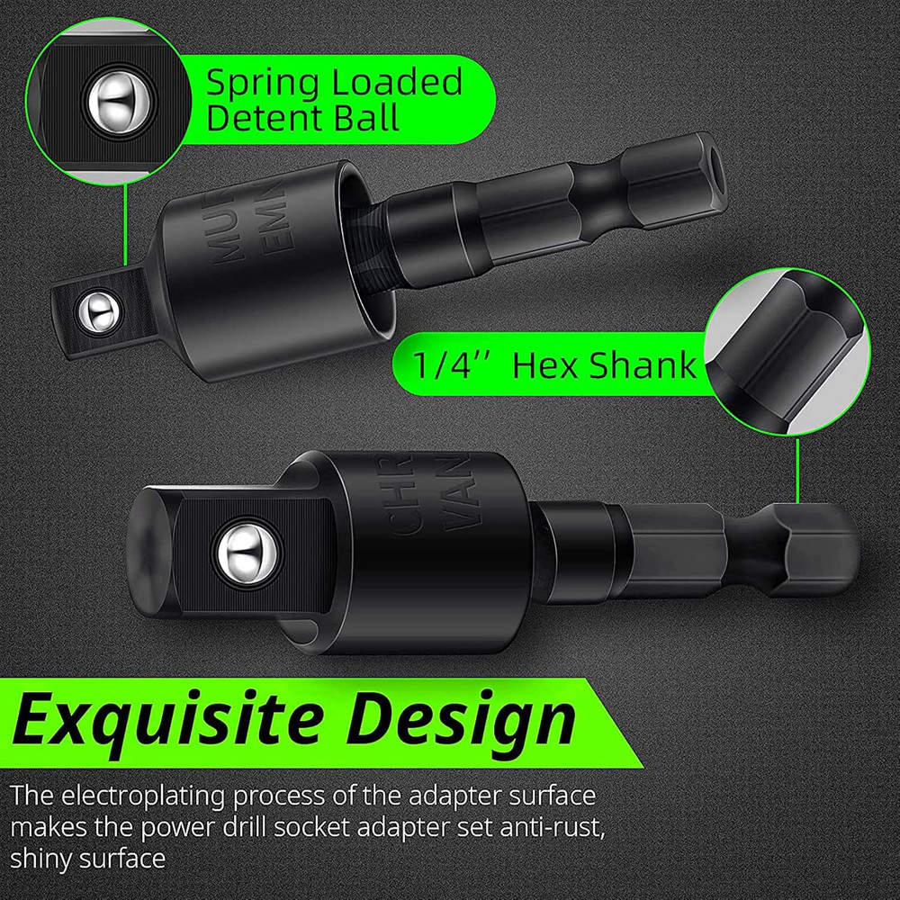 Flexible Drill Bit Extension Set with Right Angle Attachment, 360° Rotatable 1/4