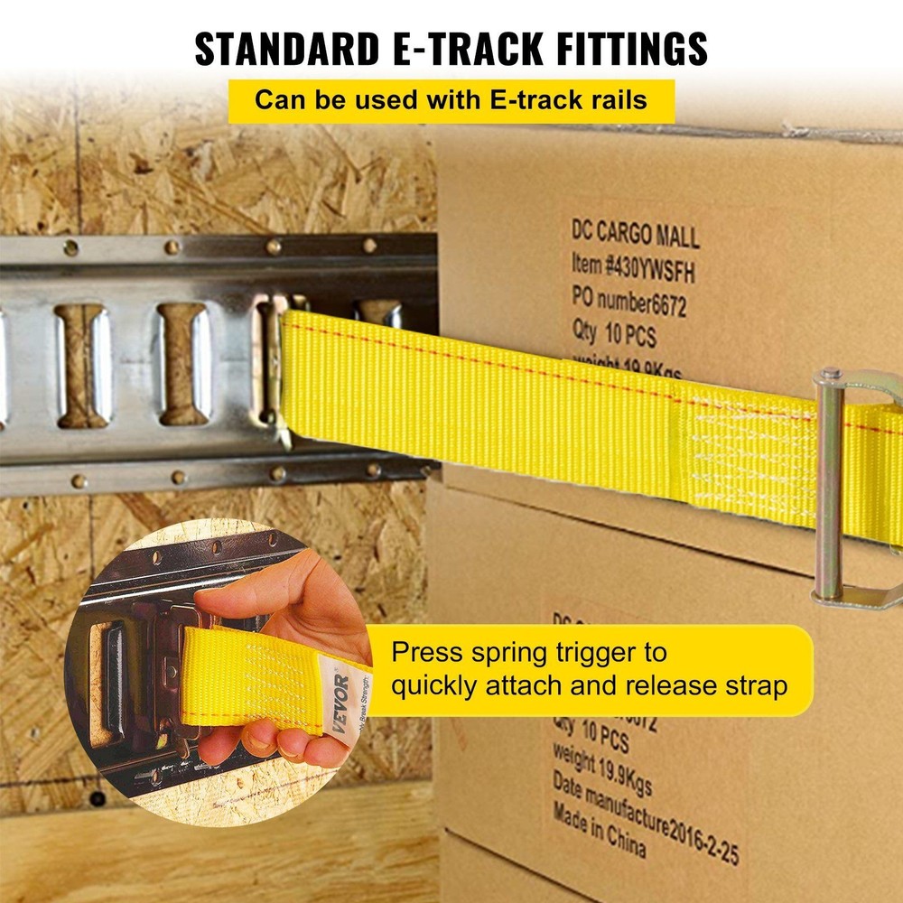 4400lb 2x15ft Polyester E Track Ratchet Strap 18PCS with Spring Fitting