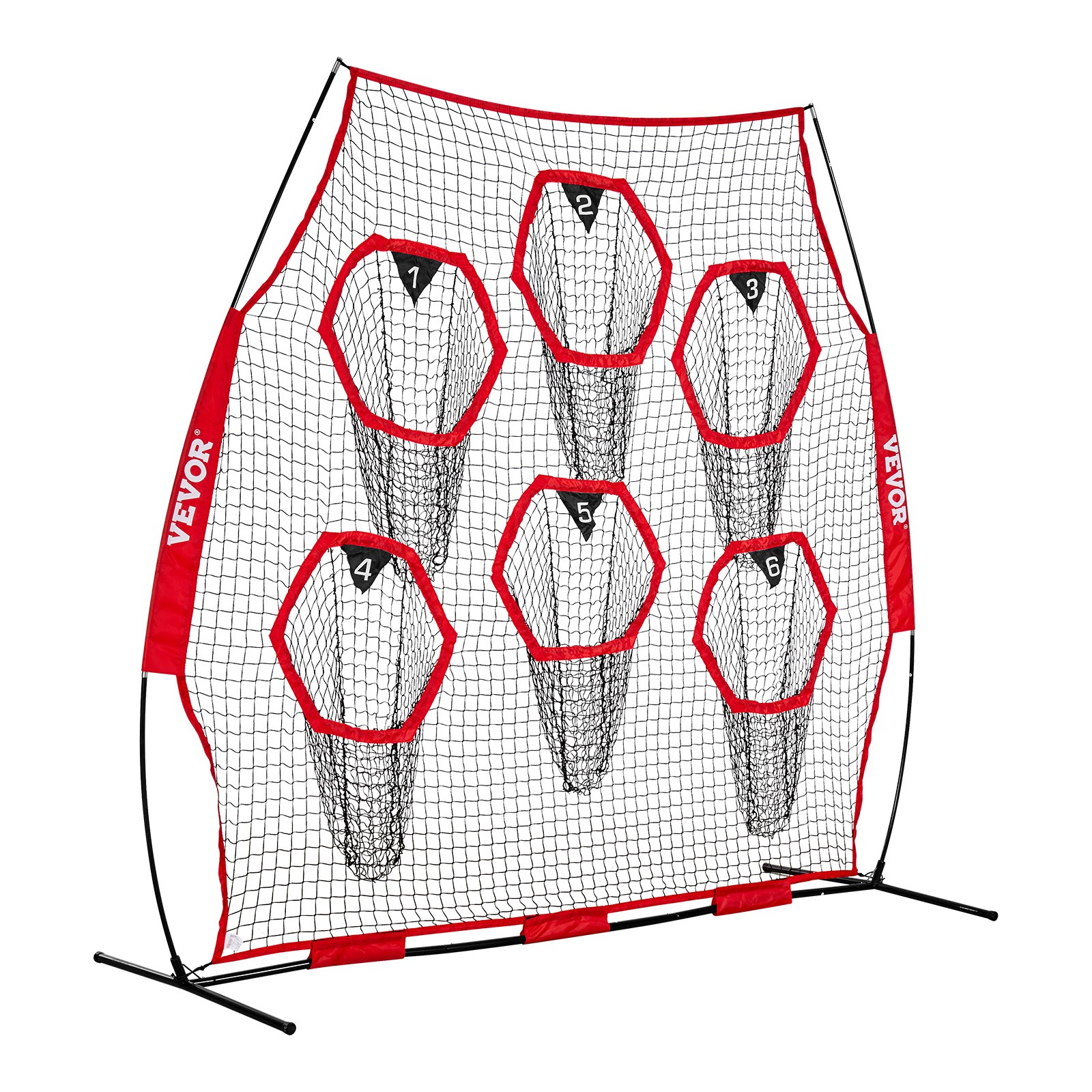 VEVOR 8x8 ft Football Trainer Throwing Net Portable Practice Net Improve QB Red