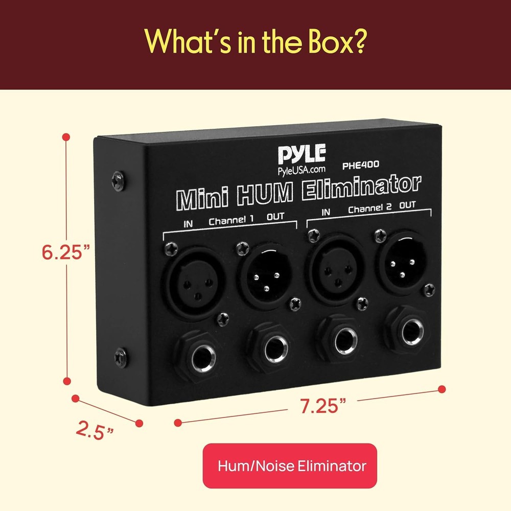 Compact Mini Hum Eliminator Box - 2 Channel Passive Ground Loop Isolator, Noise