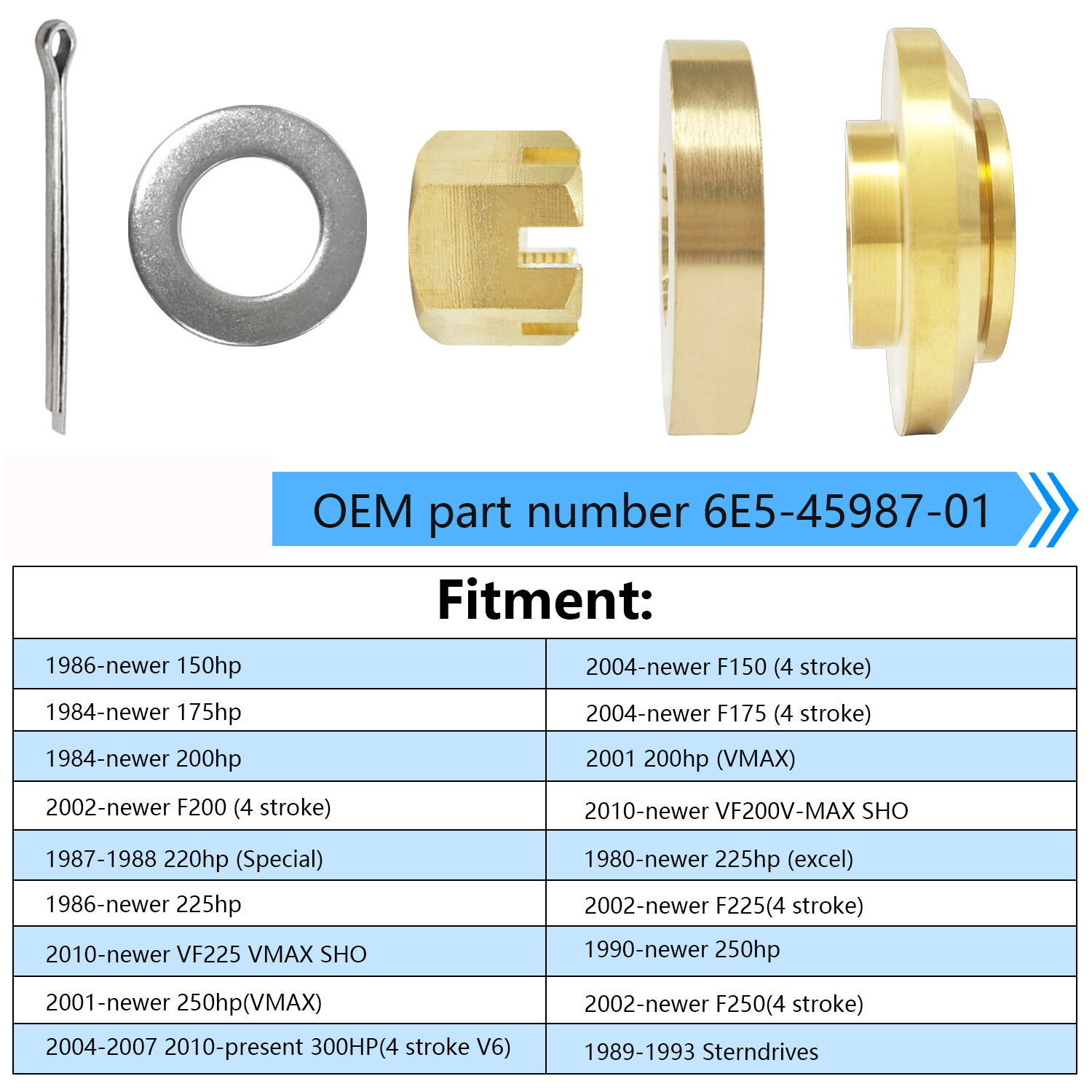 Propeller Installation Hardware Kits for Yamaha Outboard 150-300HP #6E5-45987-01