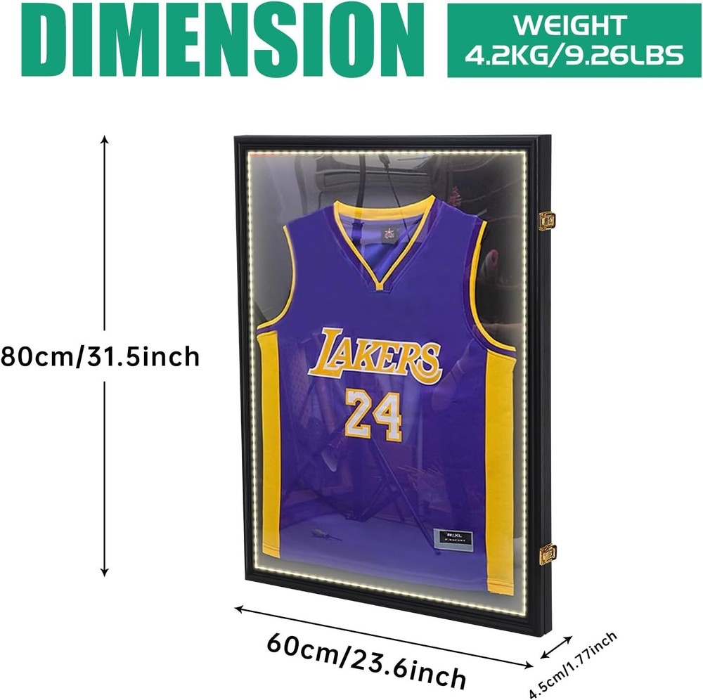 Jersey Frame LED Display Case Shadow Box with LED Light 2-PACK