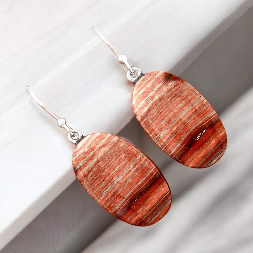 Snakeskin Jasper Solid 925 Sterling Silver Earrings