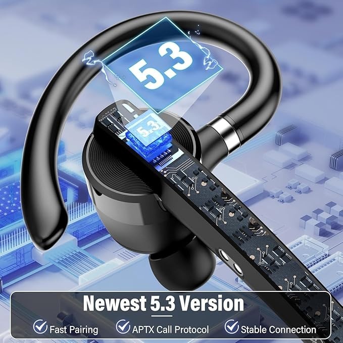 Bluetooth Headset, Wireless Bluetooth 5.3 Earpiece, 90Hrs Hands Free Headset