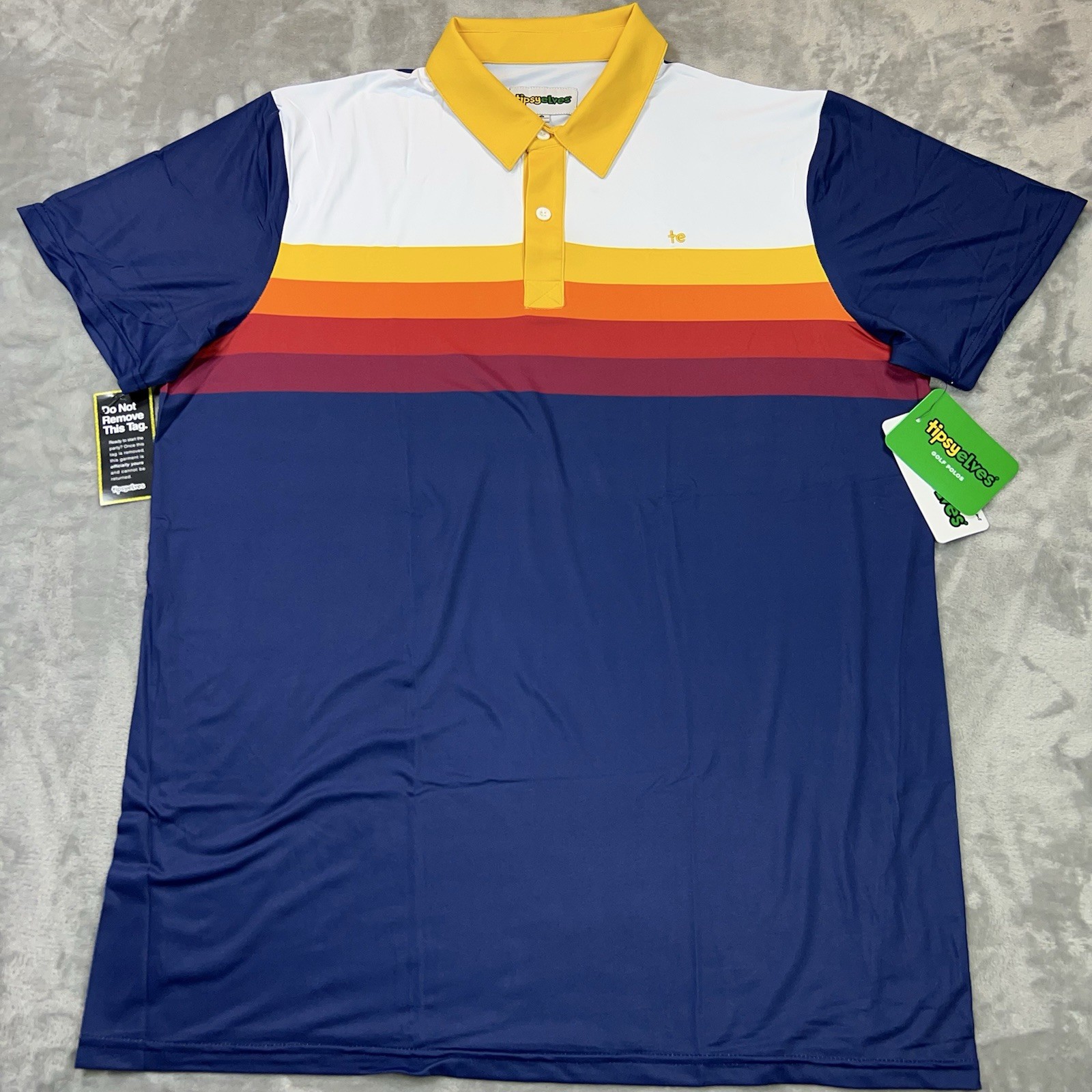 Tipsy Elves Men's XL Golf Polo Shirt Slice of Sunset Stripes