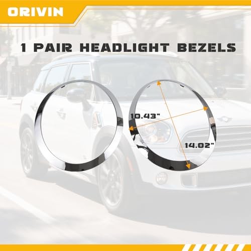 Headlight Bezel Headlamp Trim Ring Compatible with Mini Cooper R55/2007-2015