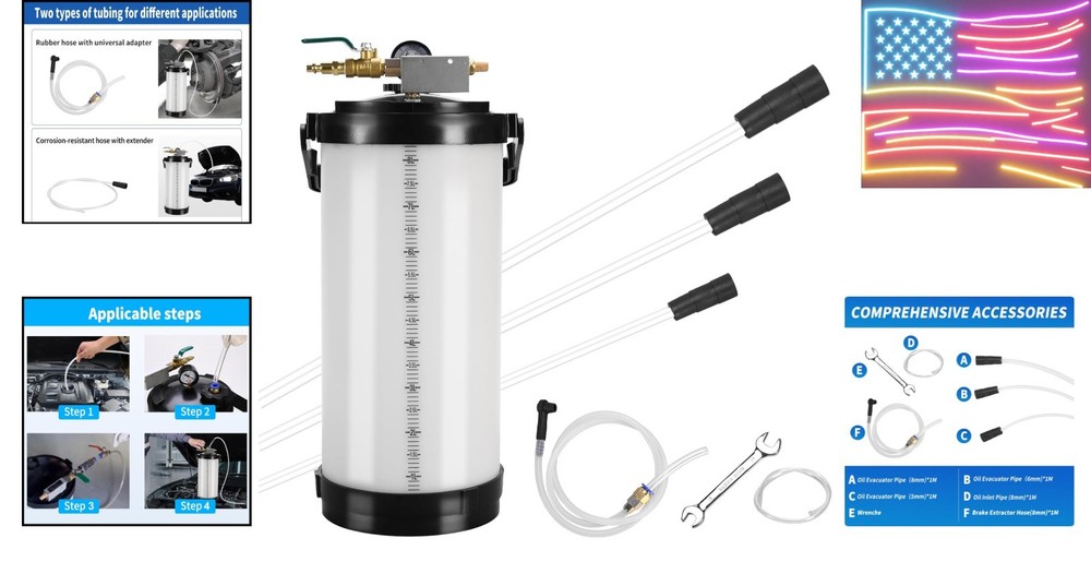 8L Pneumatic Oil Extractor Pump with Hoses for Safe & Efficient Fluid Changes