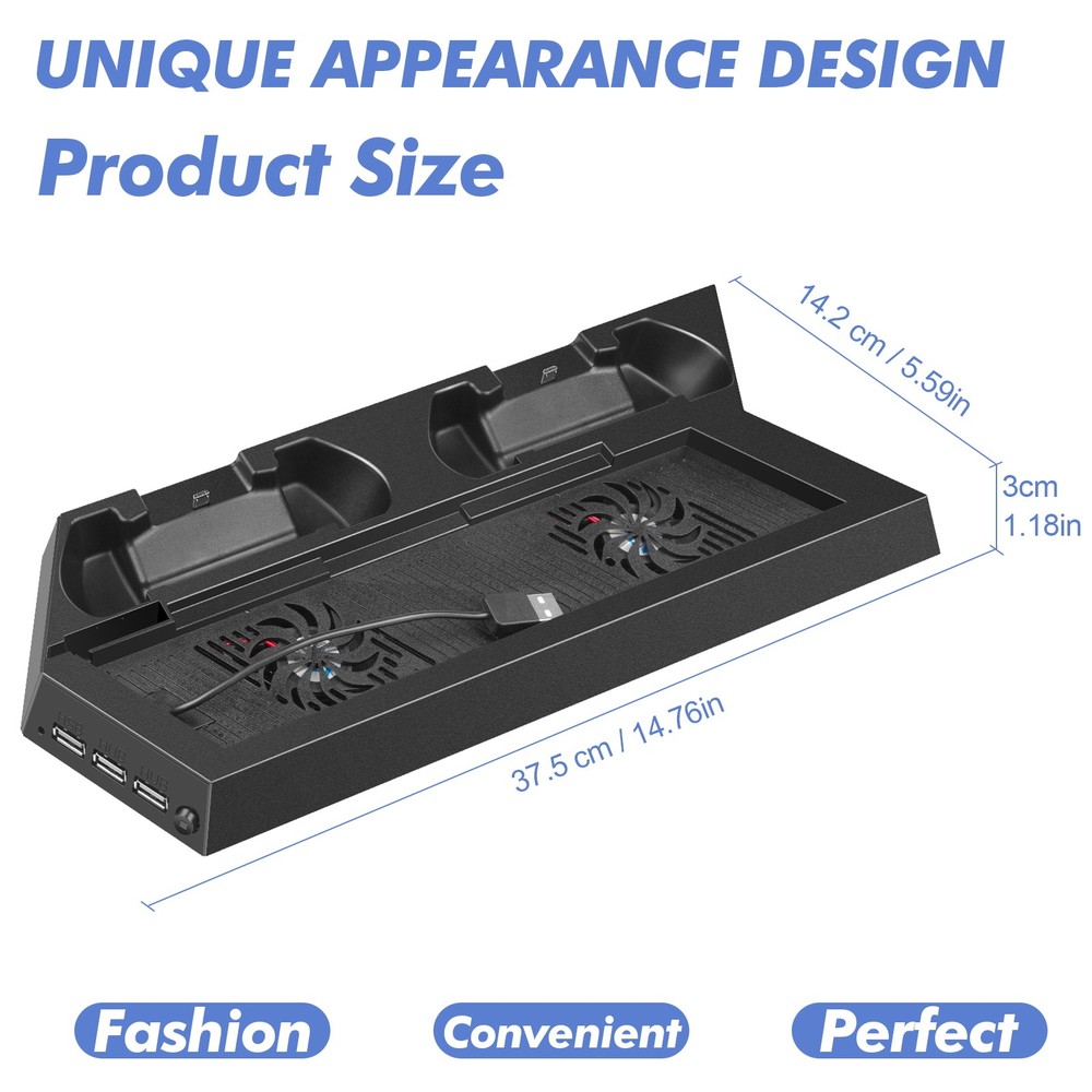 PS4 Cooling Station Vertical Stand 2 Controller Charging Dock For PlayStation 4