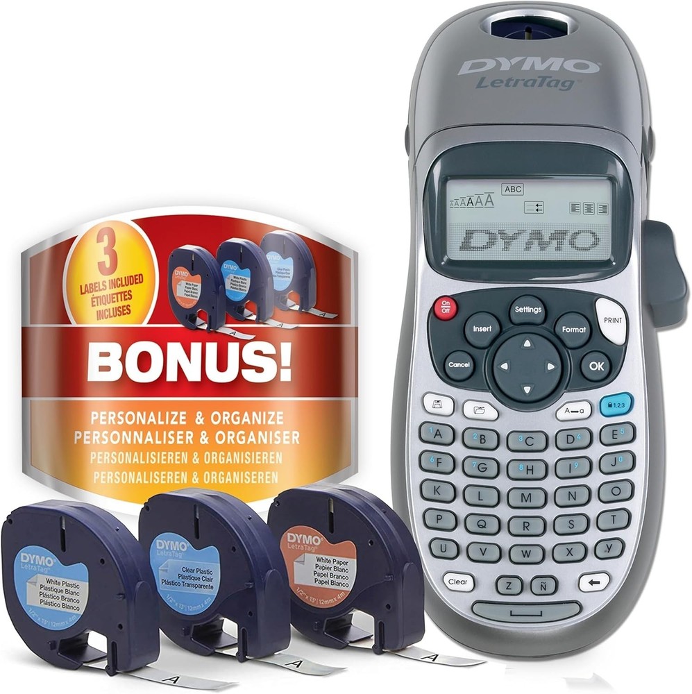 DYMO Portable Printer Handheld Label Maker Black Silver Letratag 100H+ New
