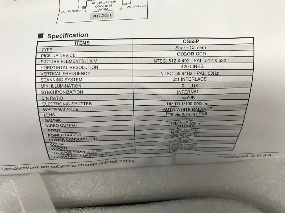 USP Security Snake Camera with Goose Neck Bracket