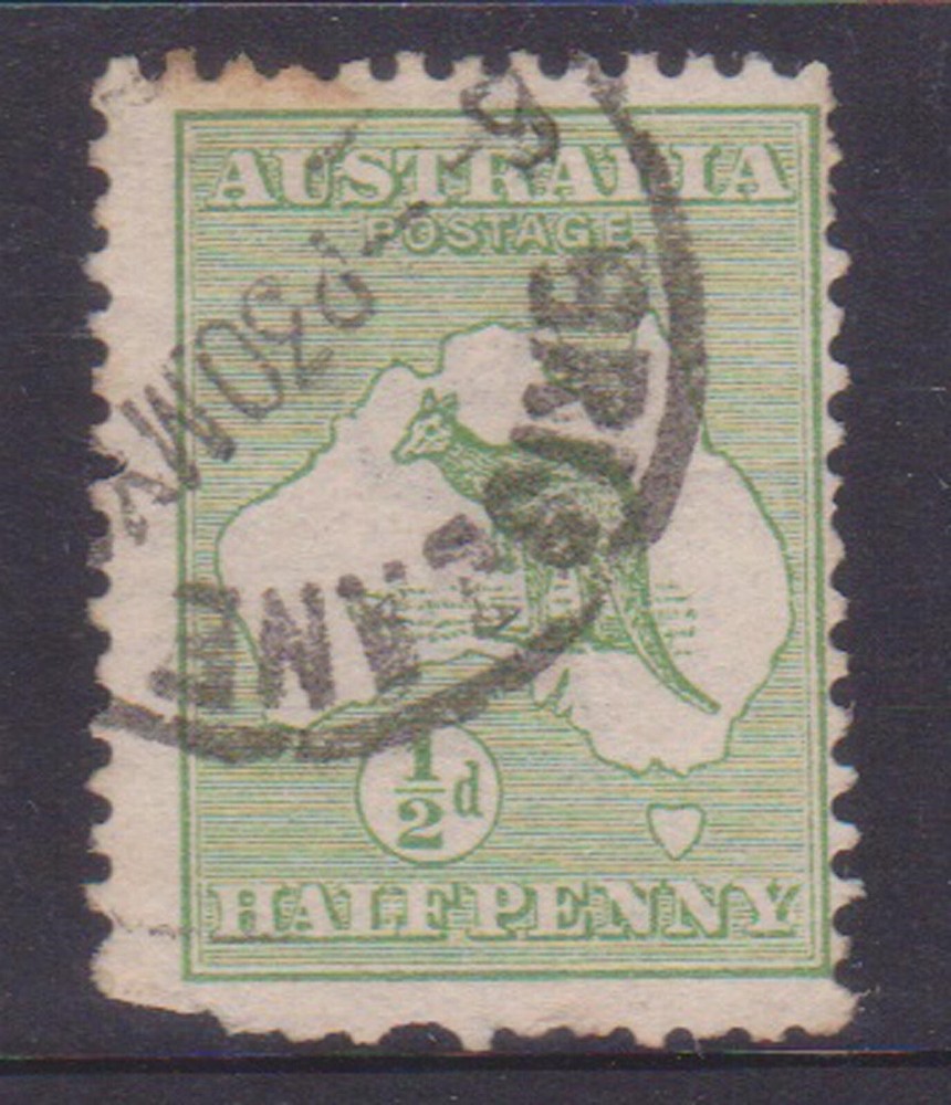 (K43-4) 1913 v1/2d green Kangaroo (D)