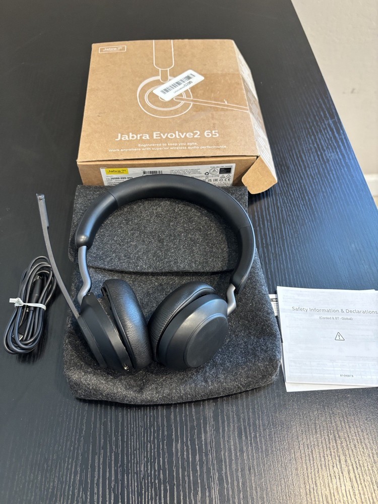 Jabra Evolve2 65 Stereo Wireless Headset (MS Teams, USB-C) - Black No Adapter