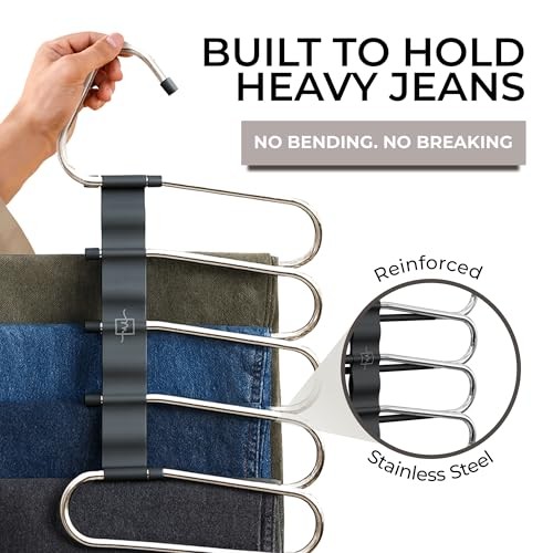 Pants Hangers Space Saving - 2 Pack - Non-Slip Multi-Layer Space Saving