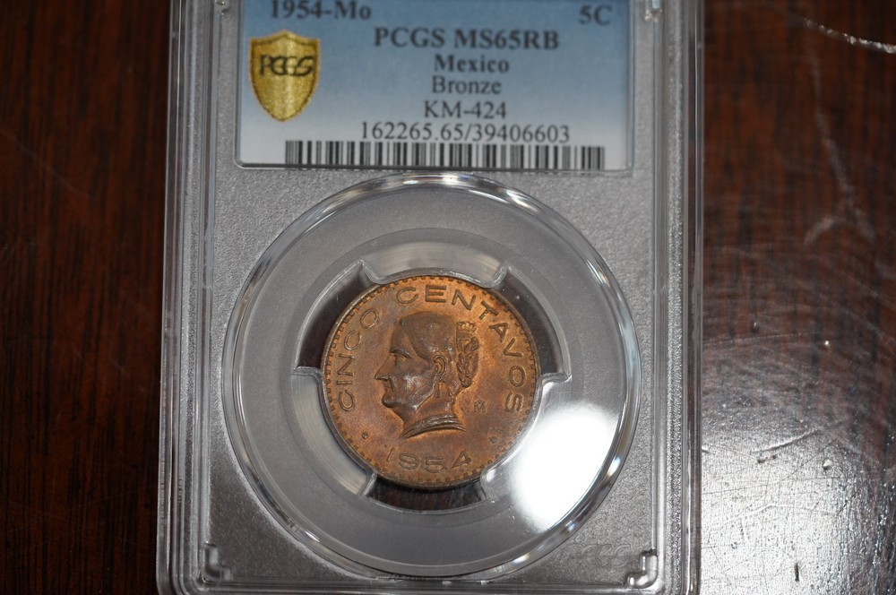 1954-Mo Mexico 5 Centavos PCGS 5c MS65RB