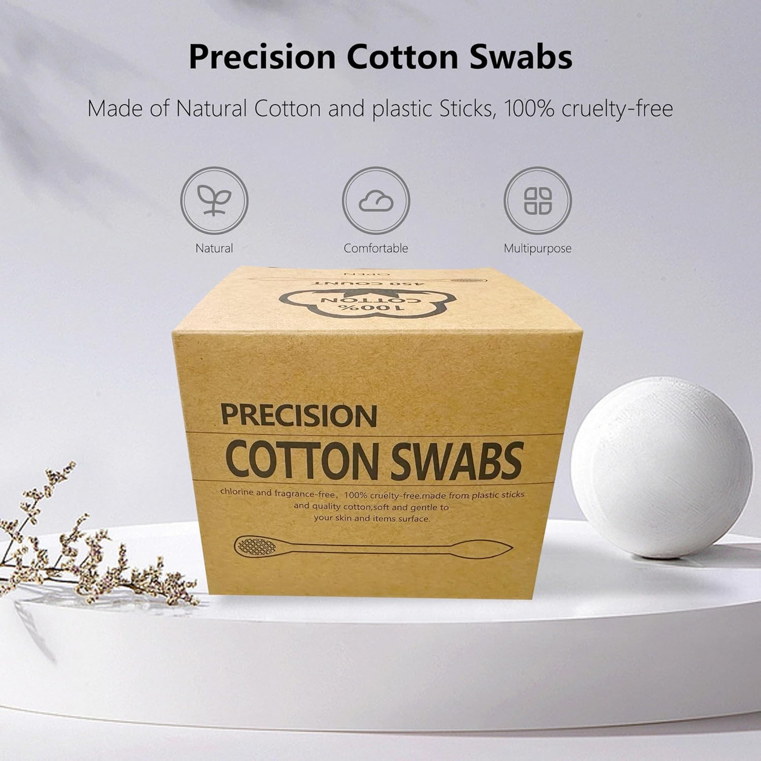 900Pcs Precision Cotton Swabs, Pointed&Flattened Tip Cosmetic Applicators