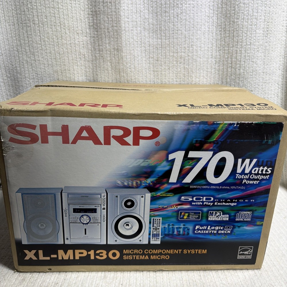 Sharp XL-MP130 High Power Micro Component System W CD, Cassette, & Tuner NEW