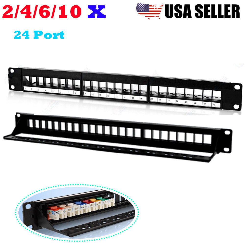 2/4/6/10X 24Port  Patch Panel CAT6/Cat5 RJ45 Network Surface Wall Mount Bracket