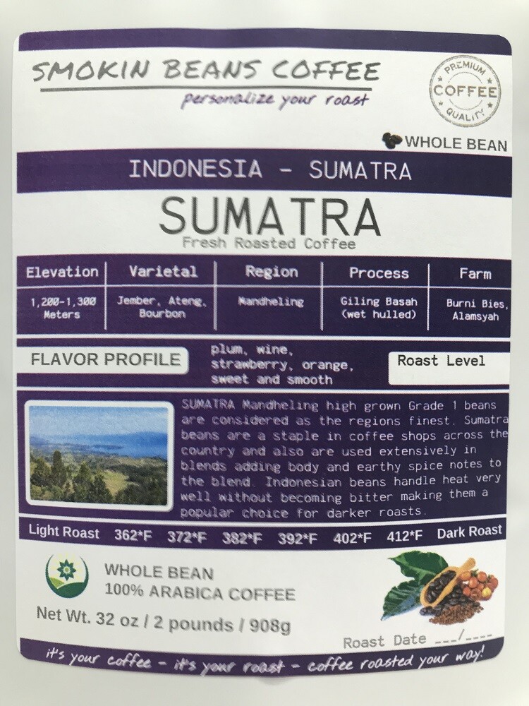 8oz/5lb - Sumantra – Indonesia – Premium Fresh Roasted To Order Coffee