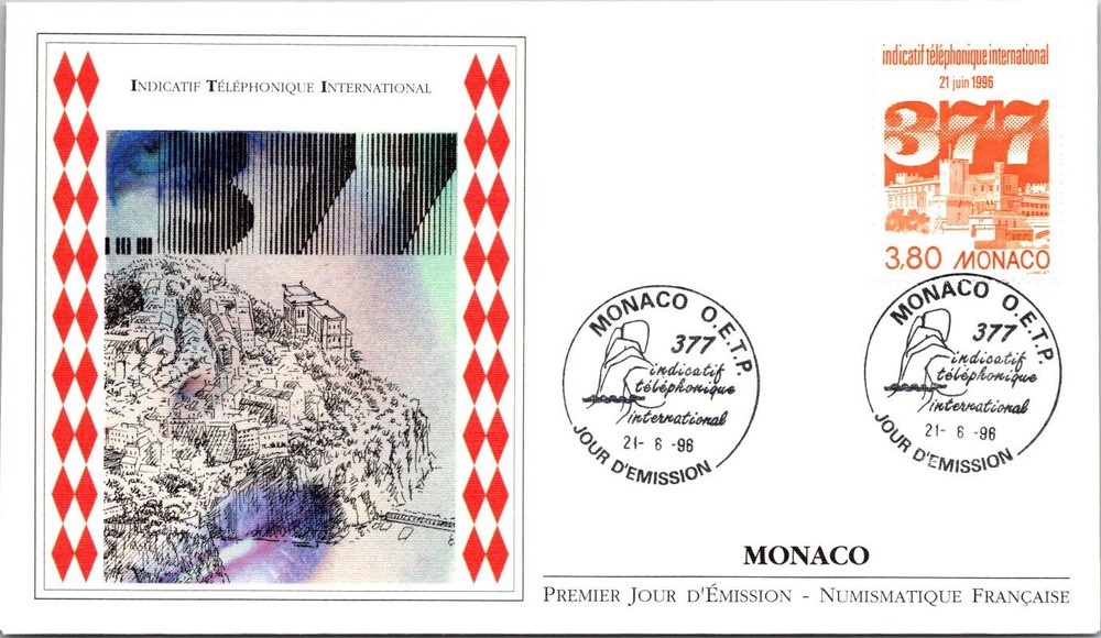 Monaco  FDC 1996 377 International Telephone Code - A03185