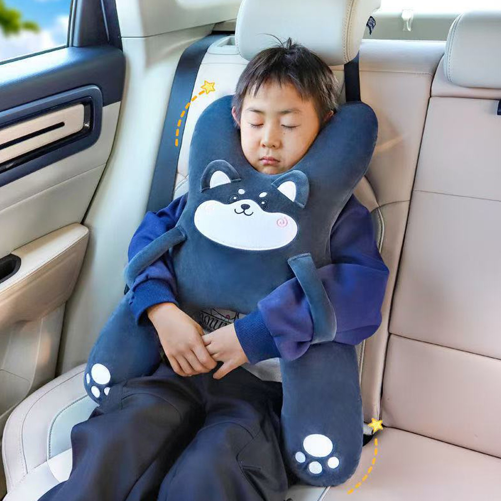 Kids Car Pillow Travel Neck Rest Car Seat Pillow Breathable H Shape