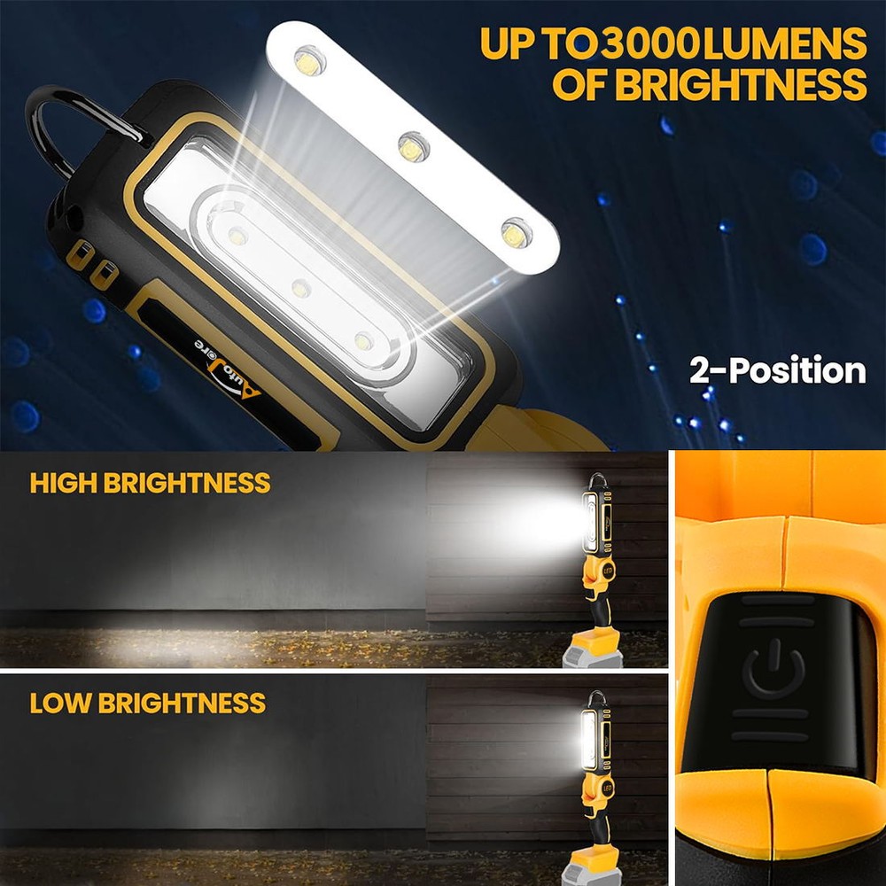 Cordless LED Pivoting Work Light For DeWALT LED 20V 20Volt MAX Flashlight TOOLS