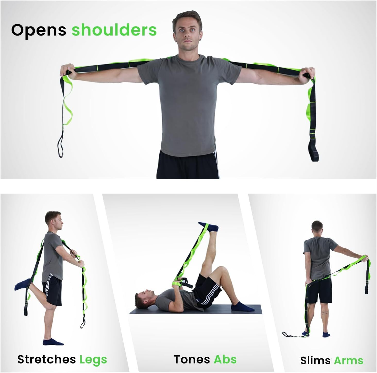 12 LoopsYoga Stretch Strap for Stretching Physical Therapy For Pilates Trainers