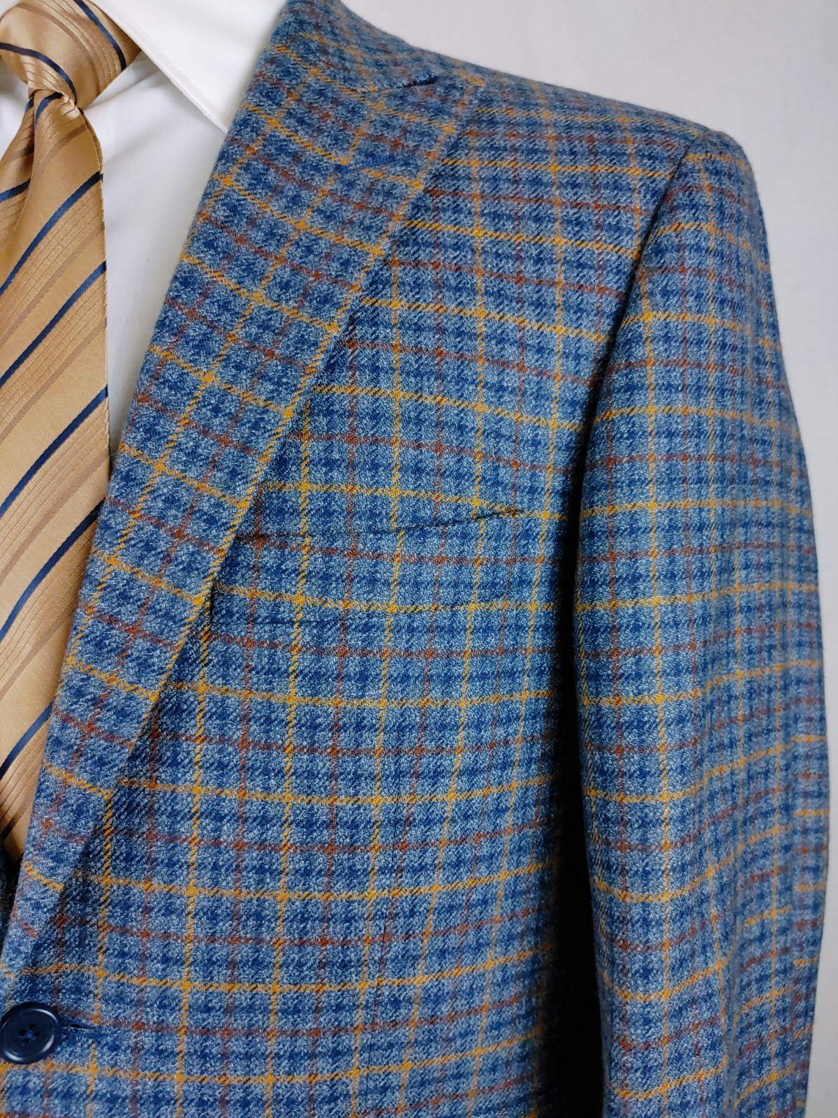 Paul Fredrick Sport Coat Mens 40/42S Soft Tweed Wool Multicolor Check Jacket