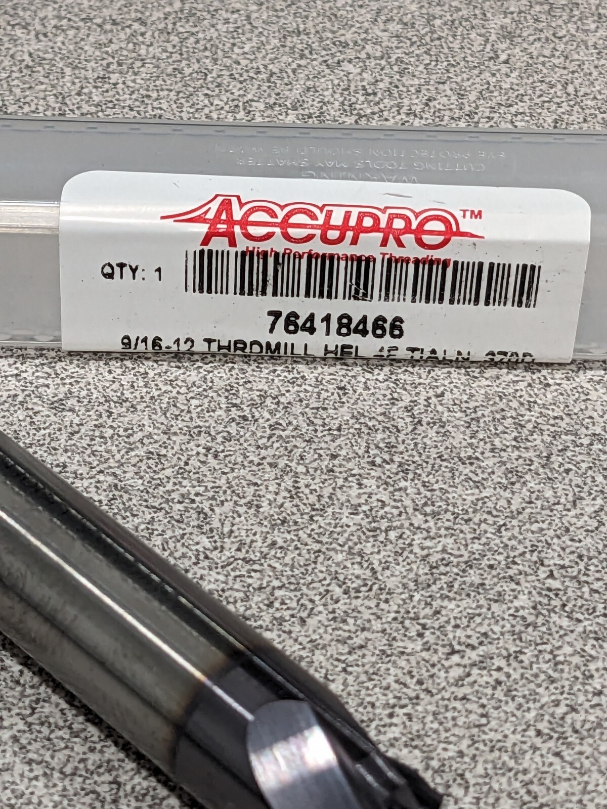 ACCUPRO Helical Flute Thread Mill: 9/16-12, Internal, 4 Flute 76418466
